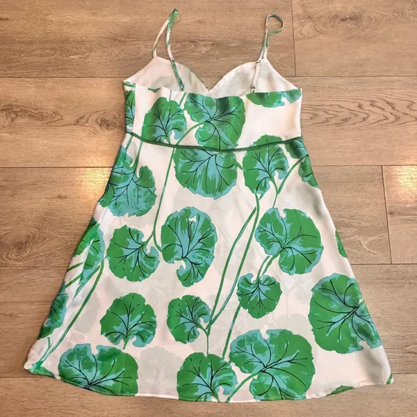Diane Von Furstenberg DVF for Target Green‎ Leaf Mini Satin Slip Dress Small S - Image 2