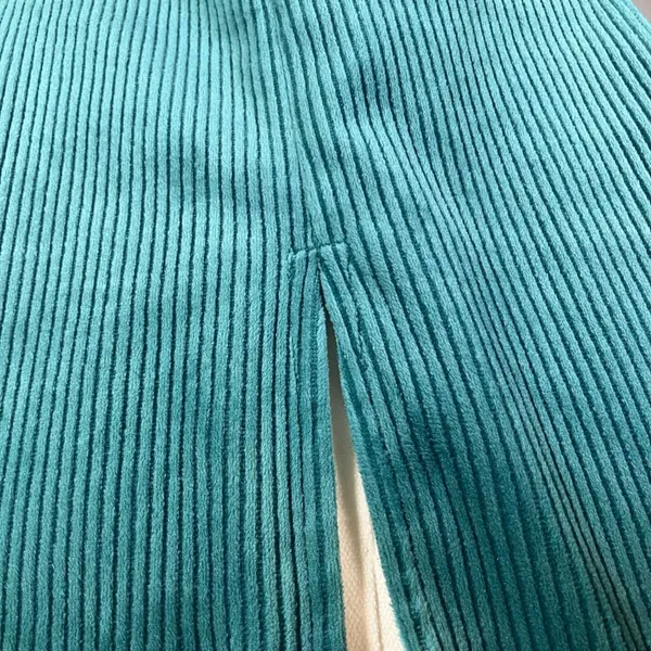 ModCloth Corduroy Ribbed Green Bodycon‎ Midi Dress Mock Neck Women's Size L - Image 5