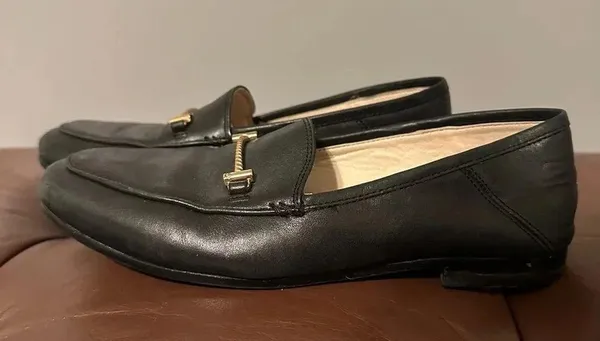 Sam Edelman Loafers Black Leather Gold Detail Size 5 - Image 7