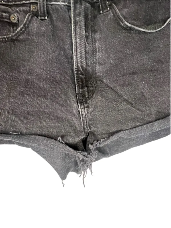 Abercrombie & Fitch Charcoal Wash Black Curve Love High Rise Mom Shorts Cut Off - Image 2
