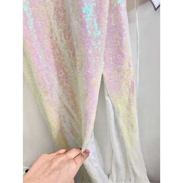 B Darlin Sequined Cowlneck Lace-Up-Back Gown Size 12 Iridescent $129‎ - Image 8