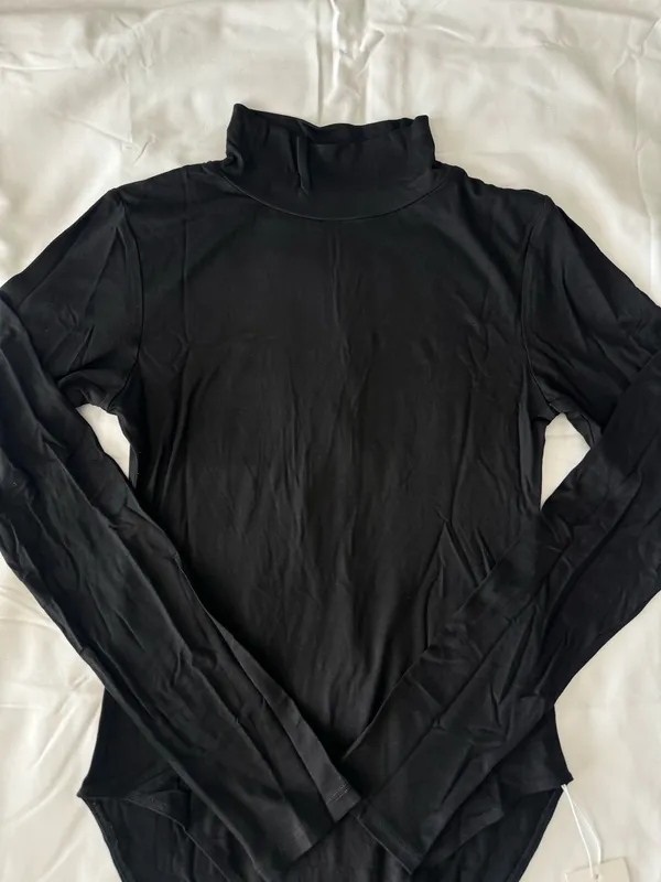 Black Mock Neck Long Sleeve Bodysuit - Image 2