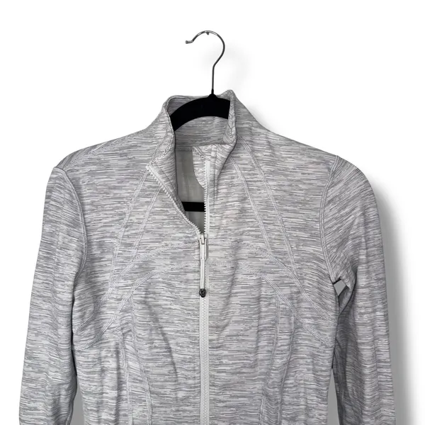 Lululemon Define Jacket‎ Size 6 White Gray Space Dye Athletic Full Zip - Image 2