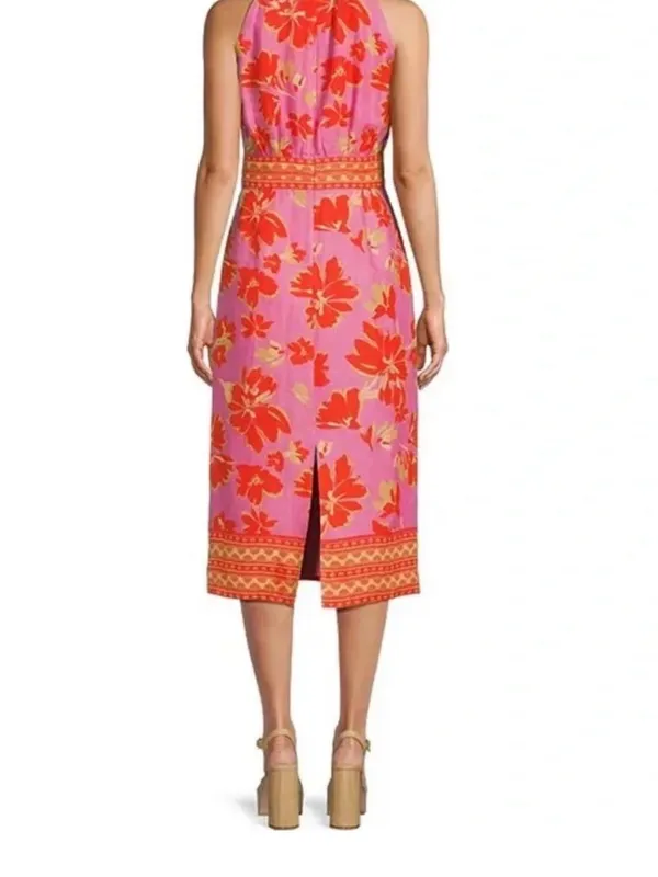 NWT Antonio Melani Dress Naomi Pink Orange Linen Halter Dress - 12 - Image 2