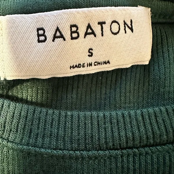 Babaton Aritzia Womens Small Forest Green Ribbed Long Sleeve Crew Neck Top - Image 3