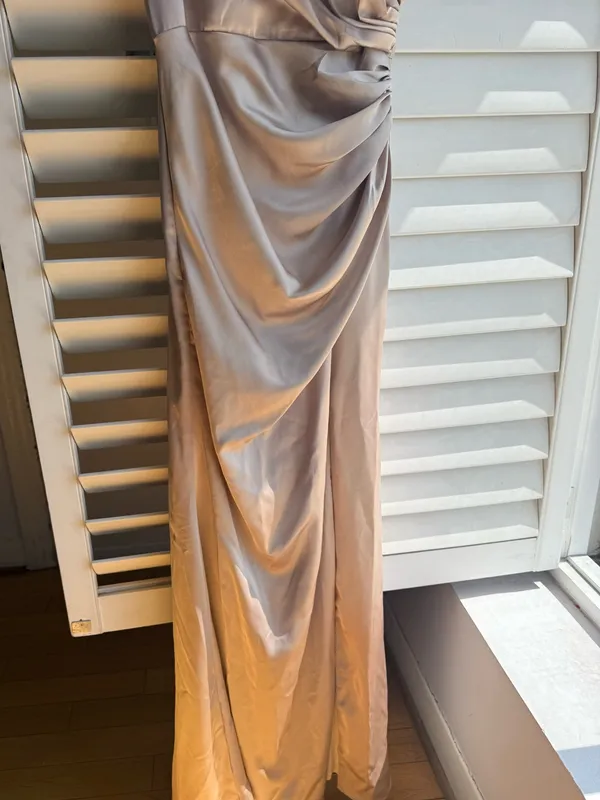 Revelry Satin Slip Maxi Dress in Champagne Gold - Image 4