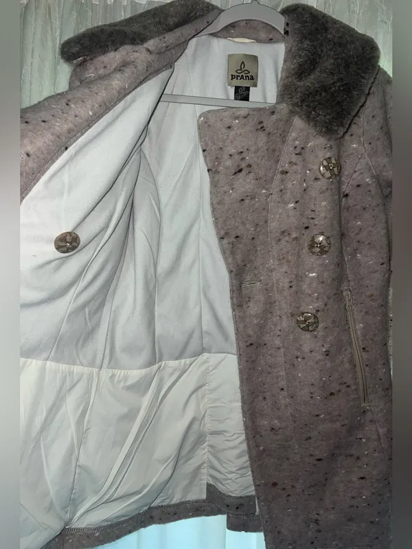 prAna Lisina Wool Blend peacoat in Oatmeal Rose Sz Small - Image 6