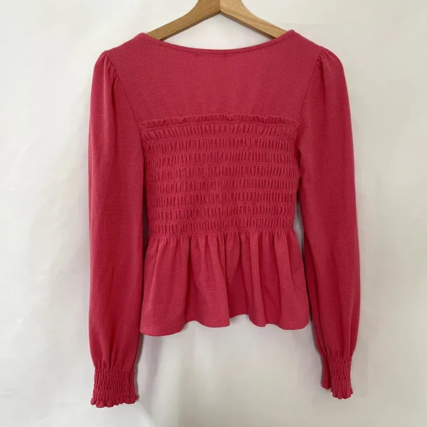 Altar'd State pink boho fairy whimsy cottagecore ruched top puffed sleeves S - Image 7