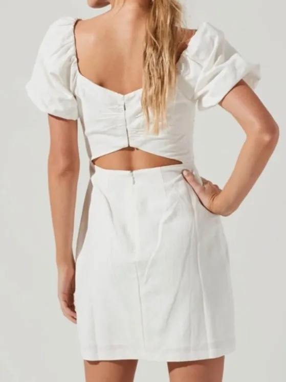 ASTR The Label Puff Sleeve Mini Dress White - Image 2