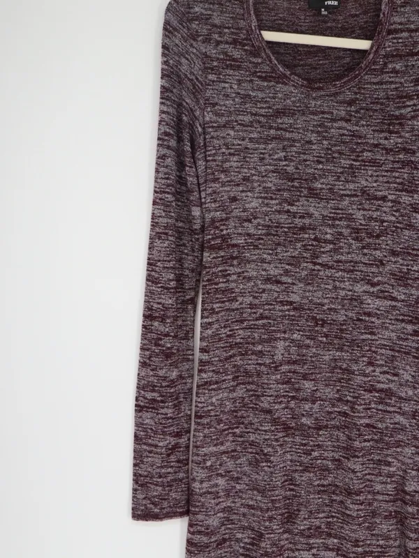 Wilfred Free Aritzia Dress Medoum Burgundy Marled Long Sleeve Scoop Neck Stretch - Image 6