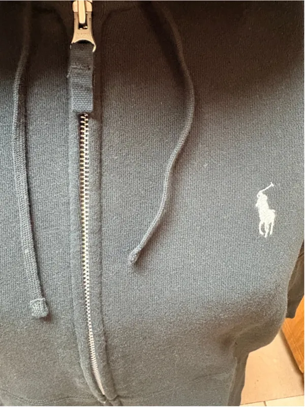 Ralph Lauren Sport Black with White Polo Logo Full-Zip Hoodie Size XL (21” PTP) - Image 3