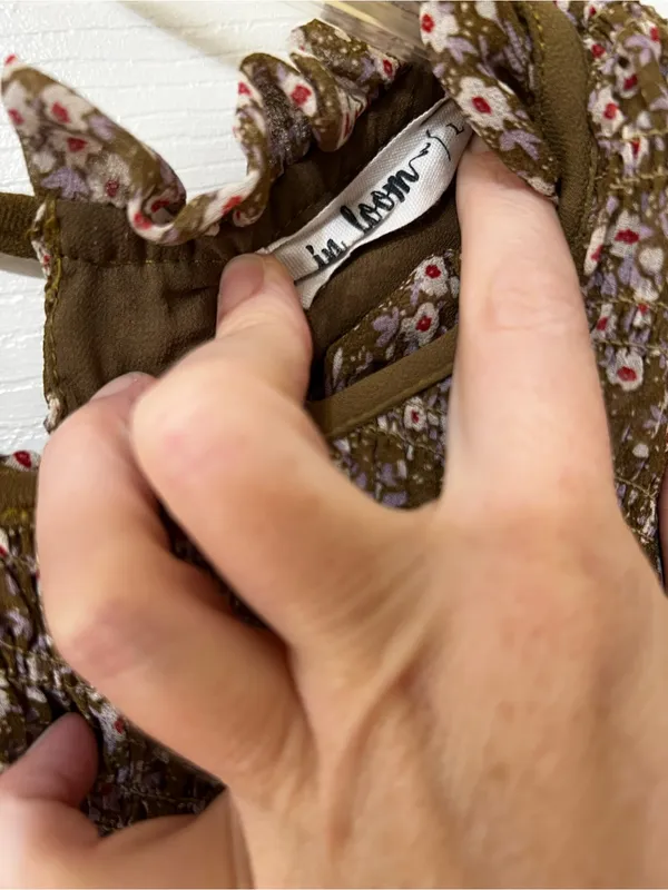 Smocked Ruffle Olive Floral Blouse - Image 3