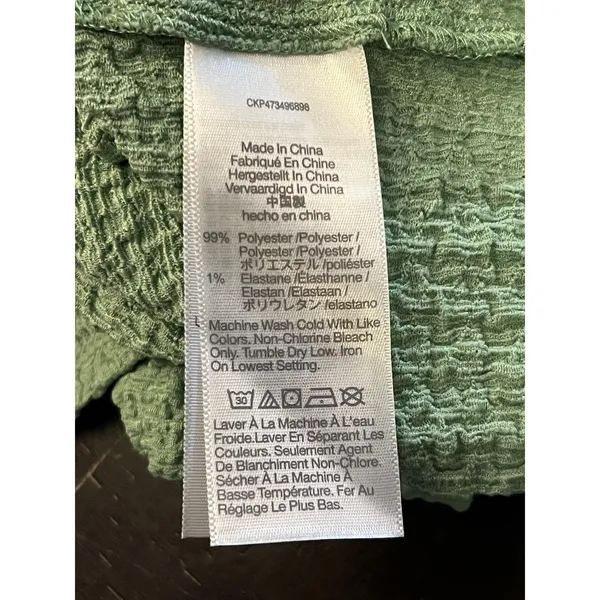 Madewell Shirt Womens Medium Green Textured Square Neck Short Sleeve Knit Top - Image 6