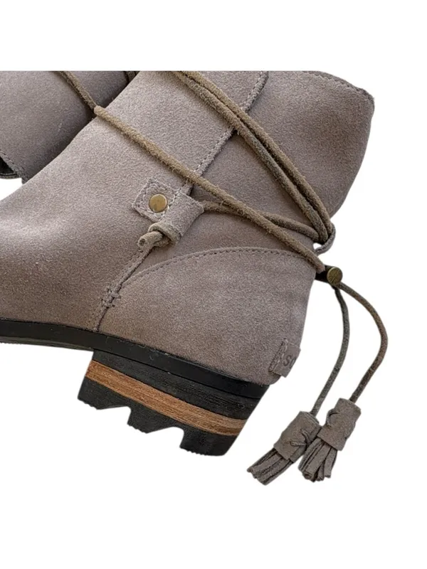 EUC Sorel Leather Farah Waterproof Ankle Boots Taupe Grey Size 8 - Image 4