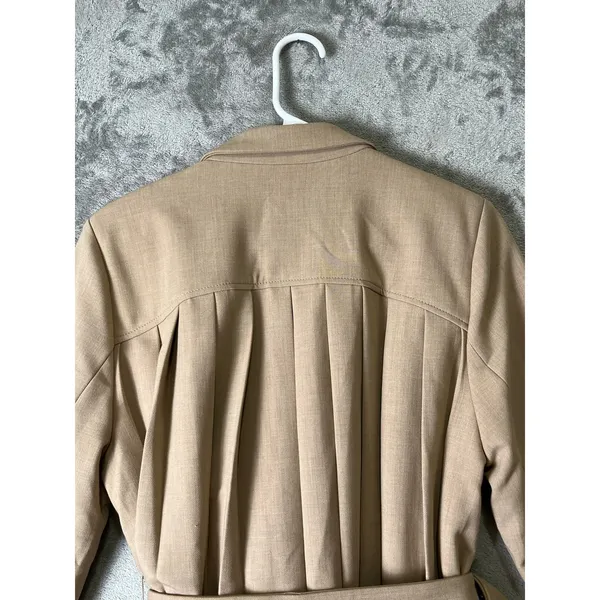 Maeve Pleated Back Belted Blazer Beige Tailored Career Office Jacket Size Small - Image 6