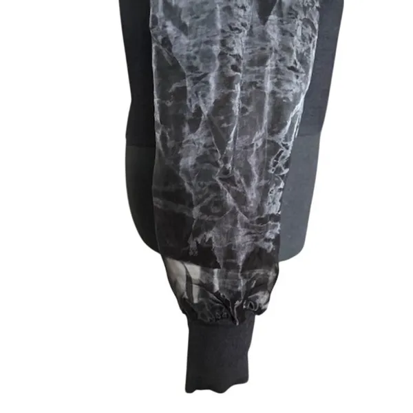 House of Harlow 1960 Black Sheer Sleeve Top Square Neck Knit M - Image 5