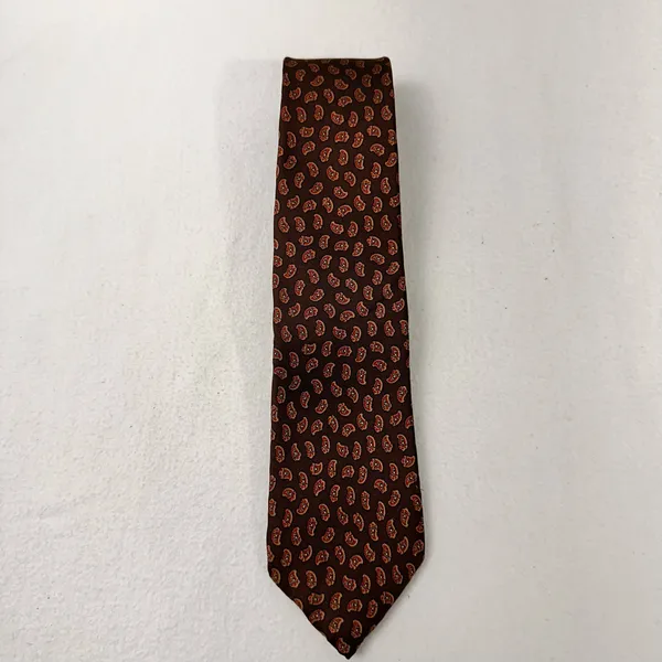 Oscar De La Renta Silk Mens Brown Tie Geometric Necktie Vintage Classic Cravat - Image 4