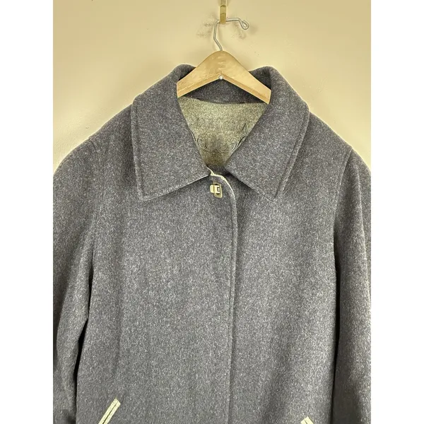Vintage Marcona Women’s Wool & Alpaca Overcoat Gray with Green Cuffs Size 12 - Image 5