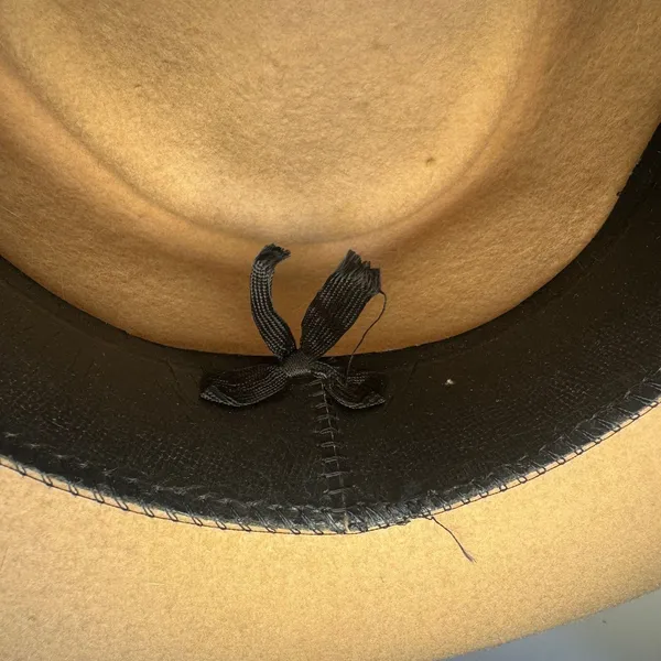 Derringer Unisex Vintage Felt Hat No Size Wool Blend Beige Brown Belt Halloween - Image 6