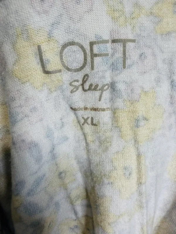 Ann Taylor Loft Sleep Pajama Top & Shorts Set Yellow Floral Sz XL Button Down - Image 9