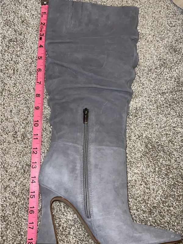 Vince Camuto Women's Grey Suede Knee-High Slouch Boot with Pointed Toe - Image 4