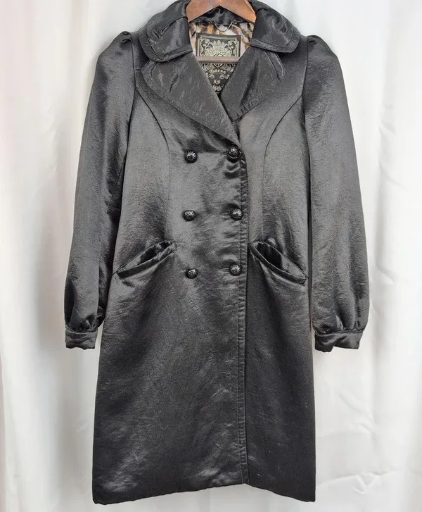 Ladies' Guess Black Satin Trench Coat XS - Image 7