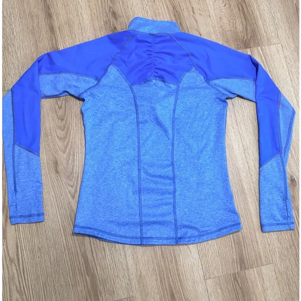 Reebok Womens Quarter Zip Pullover Blue Heathered Athletic Training Top Size‎ S - Image 2