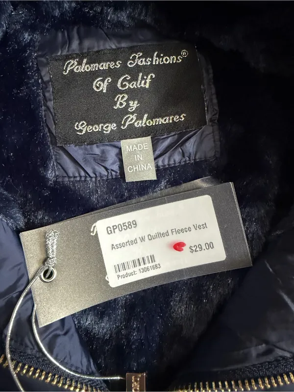 George Palomares Blue Quilted Puffer Vest Palomares Fashion California S NWT - Image 2