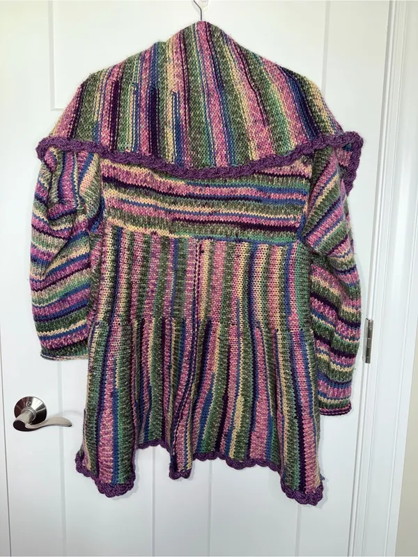 Multicolor Striped Open Sweater Cardigan Purple Size undefined - Image 2