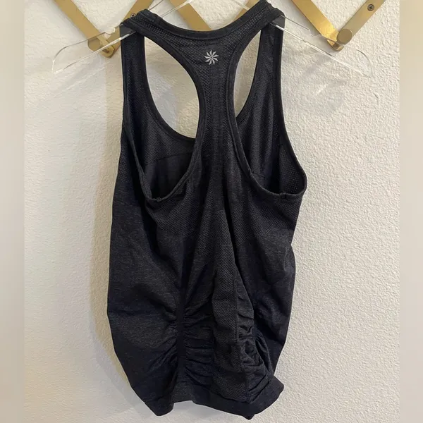 Athleta Fast Track Ruched Tank Top Racerback Dark Grey Running XS - Image 6