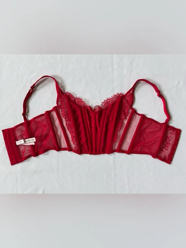 VICTORIA’S SECRET Dream Angels Red Lace Corset Top Size Small EUC - Image 7