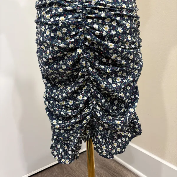 Dress‎ Forum Navy Blue Daisy Ditsy Floral Ruched Ruffle Flounce Mini Dress Small - Image 9