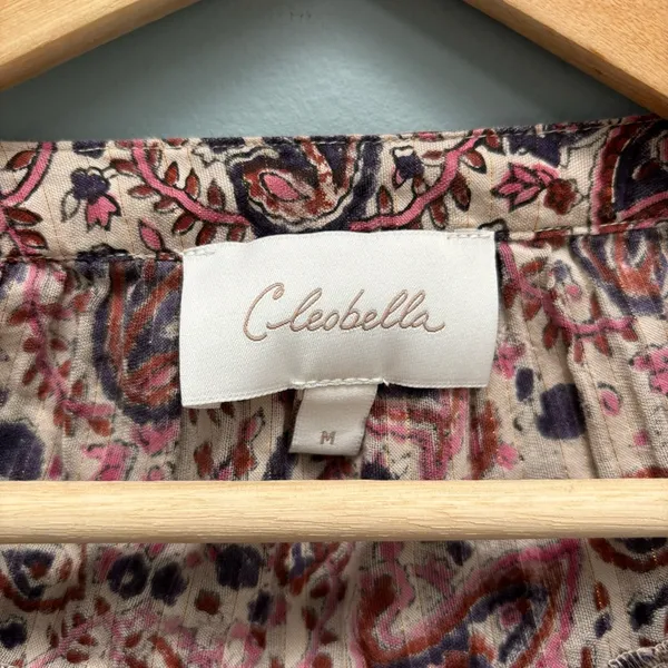 Cleobella Samara Bishop Sleeve Printed Cotton Blouse M - Image 10