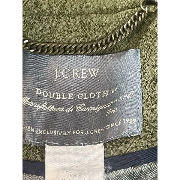 J.Crew Double Cloth Olive Green Wool Blend Coat Jacket Button Front M READ - Image 7
