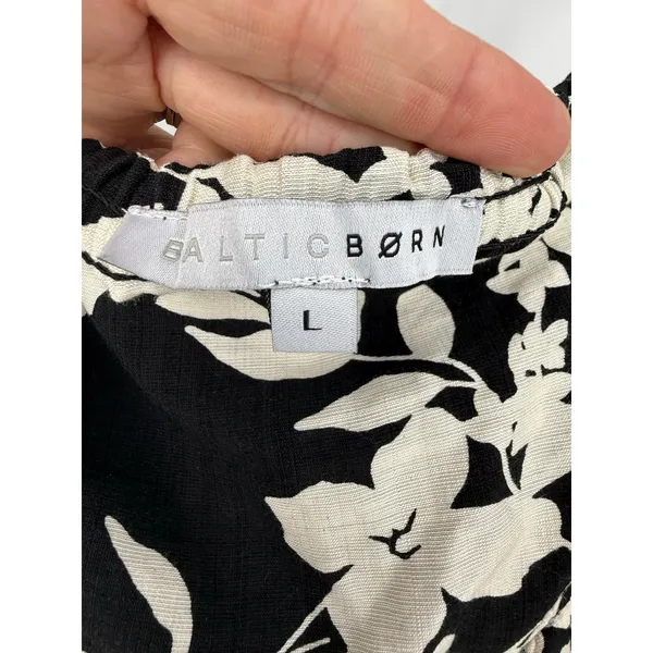 Baltic Born Aita Maxi Dress Black Ivory Floral Tiered Maternity Friendly Size L - Image 6