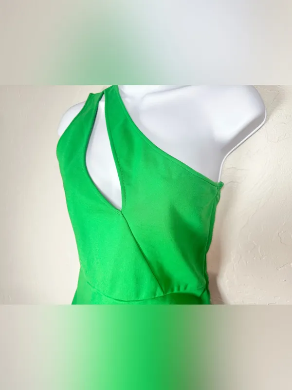 Superdown Green One-Shoulder Cutout Bodycon Mini Dress Size Small - Image 4