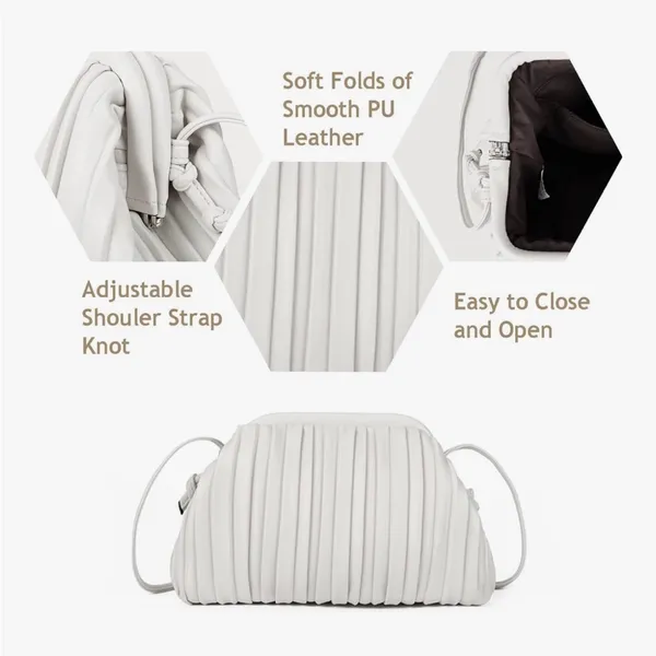 Pleated Dumpling Clutch White - Image 3