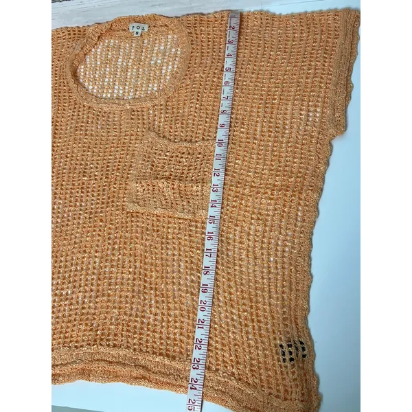 POL Peach Open Knit Crochet Sweater Top Size Small Boho Beachy Oversized - Image 6