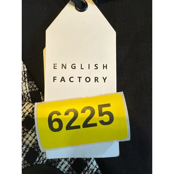 English Factory Check‎ Sleeveless Grommet Mini Dress Black White HN1644D Large - Image 8
