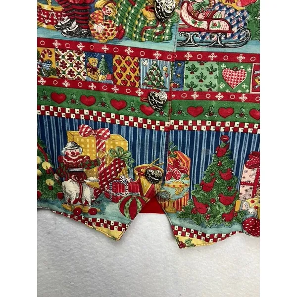Handmade Vintage Christmas Holiday Vest Santa Patchwork‎ Novelty Womens L - Image 6