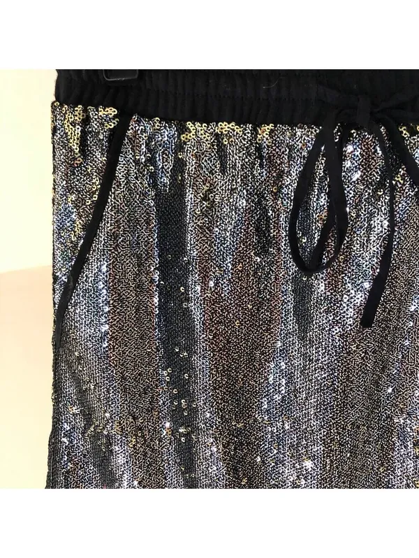 Anthropologie Harlyn NWT Sequin Stretch Waist Mini Skirt Drawstring Size XS - Image 5