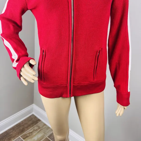 Ralph Lauren Active Red/White Hooded Zip Up Sweater Jacket Women's Size Medium‎ - Image 3
