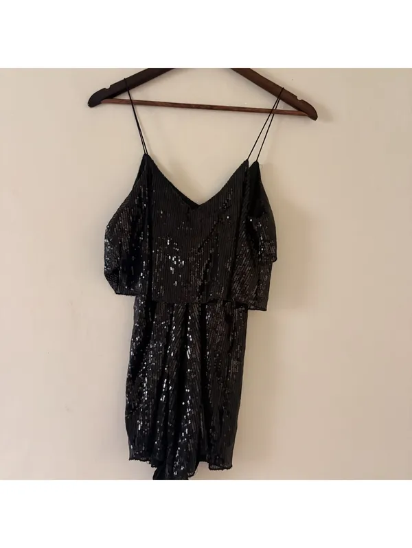 Raga Black Sequin Layered Romper - Women's Size Small - Image 5