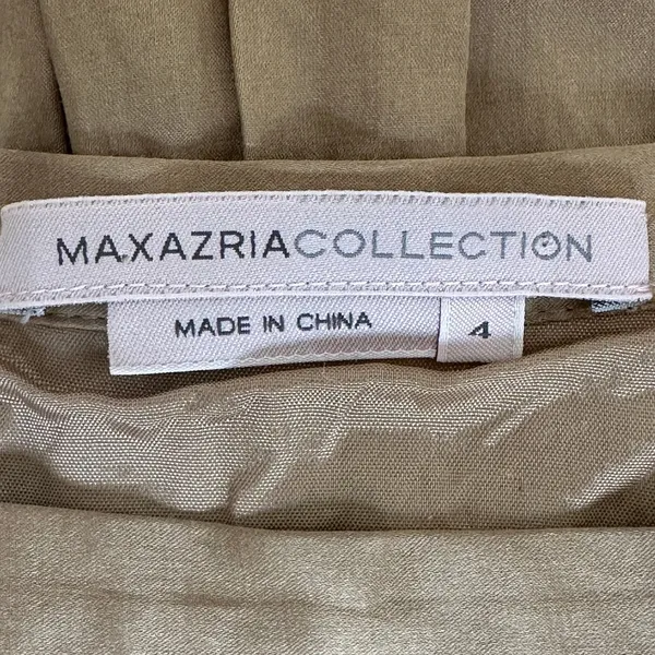 Max Azria Collection Pleated Silk Blend Flare Skirt Taupe Bronze Neutral Size 4 - Image 5