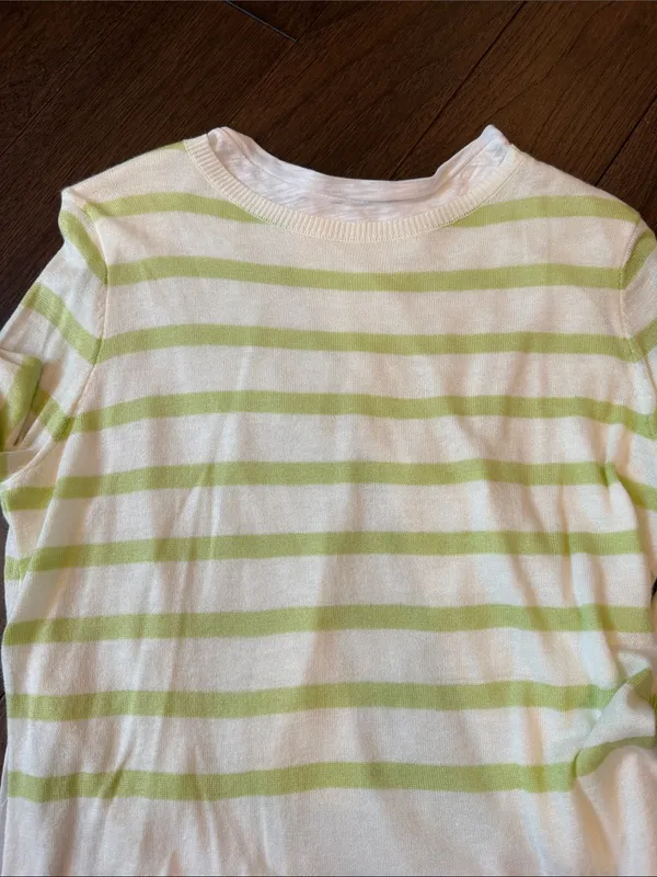 Stile Light Green Stripe Crewneck Sweater - Women’s Size Small - P304 - Image 4