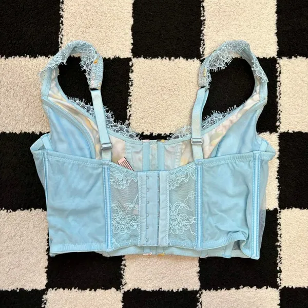 VS Dream Angels Blue Floral Lace Bustier M - Image 2