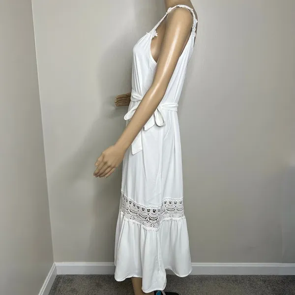 Cupshe White Lace Ruffle Peasant Maxi Dress - Image 2