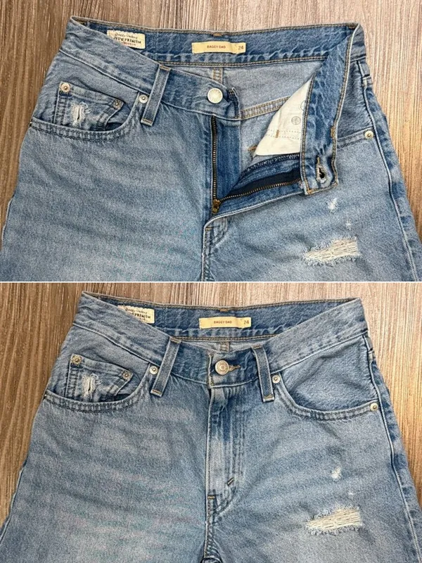 Levi’s Premium Baggy Dad Jeans 24 Fits 27x28 In the Middle Distressed $118 - Image 3