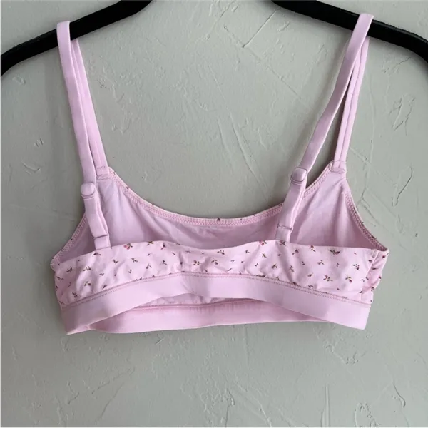 NEW SKIMS‎ PINK FLORAL SCOOP NECK BRALETTE Size L - Image 9