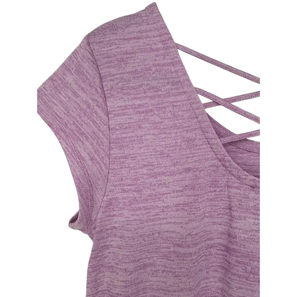 Talbots Soft Drape Jersey Maxi Dress‎ Heathered Lavender Lattice Back Size Large - Image 11